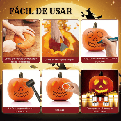Moldes de Calabaza y Galleta Halloween – Set 7 Piezas Inox